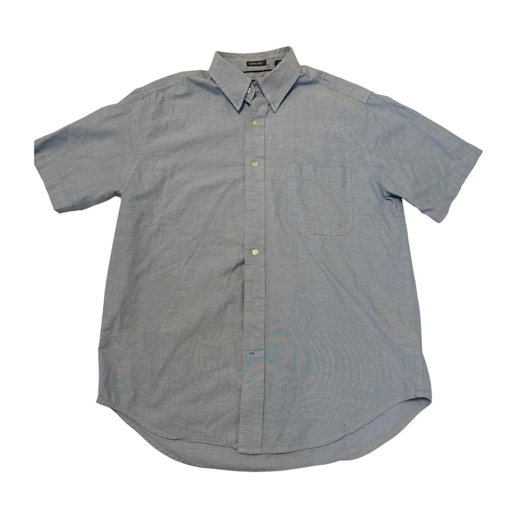 St. John's Bay Worry Free Men's‎ Shirt Med Blue Short Sleeve Button Down Dadcore